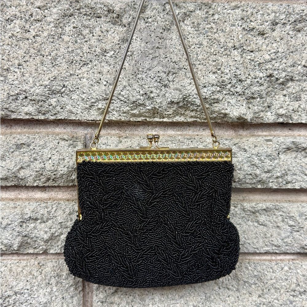 Antique Elegant Du-Val Black Beaded Evening Bag